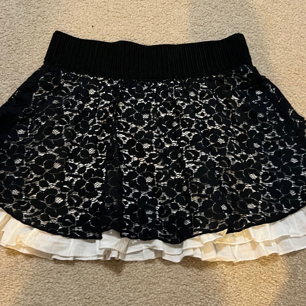 Black and White Lace Eyelet Skirt